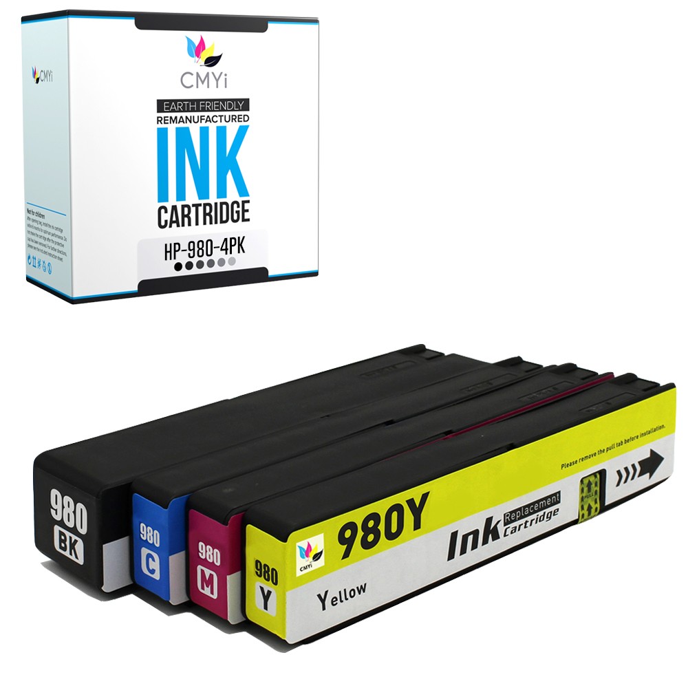 4-Pack Compatible CMYi 980 Ink fits HP OfficeJet Enterprise Color MFP X585dn