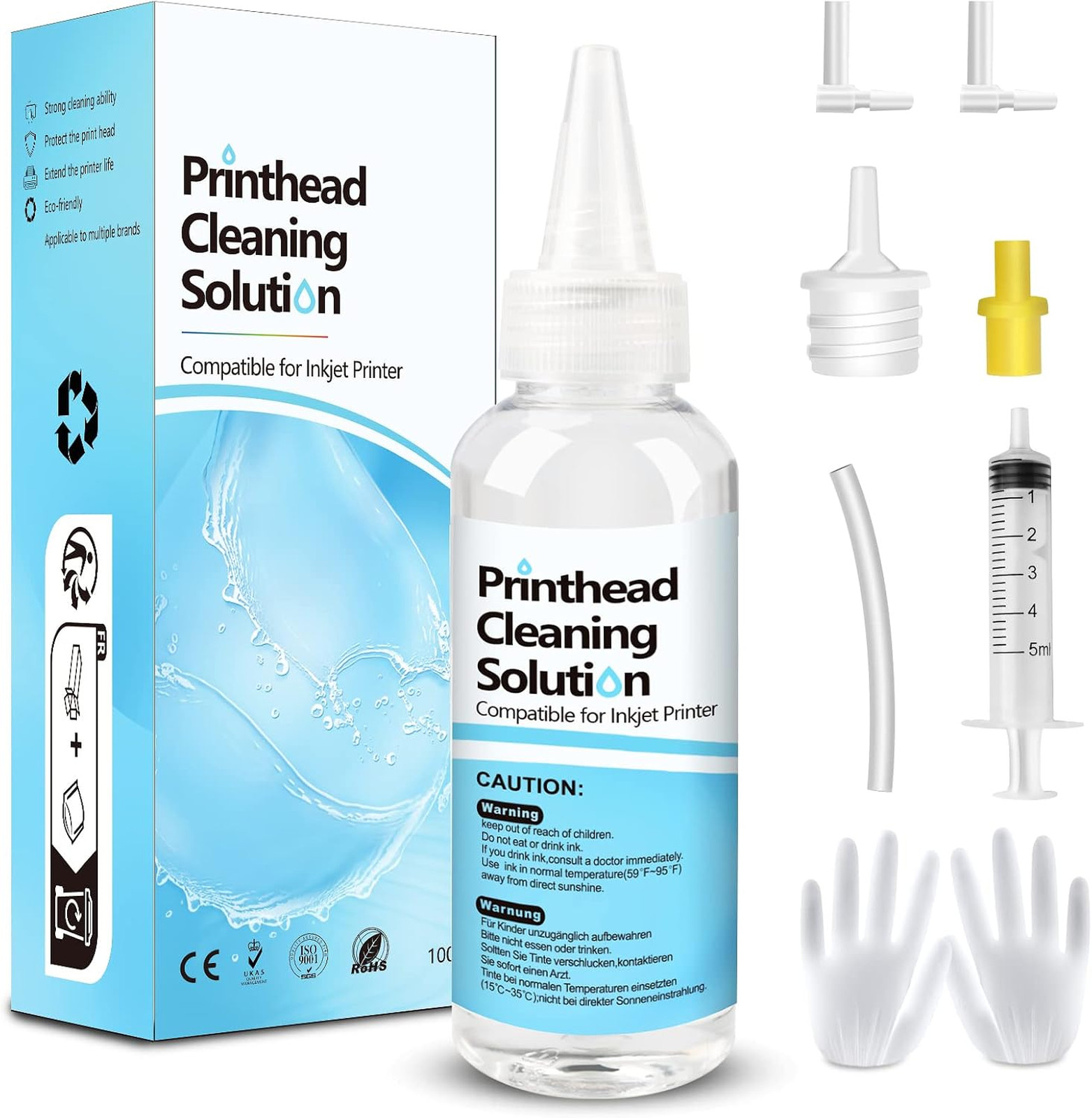 Printhead Cleaning Kit for Inkjet Printers 100ML Compatible with Epson HP Canon