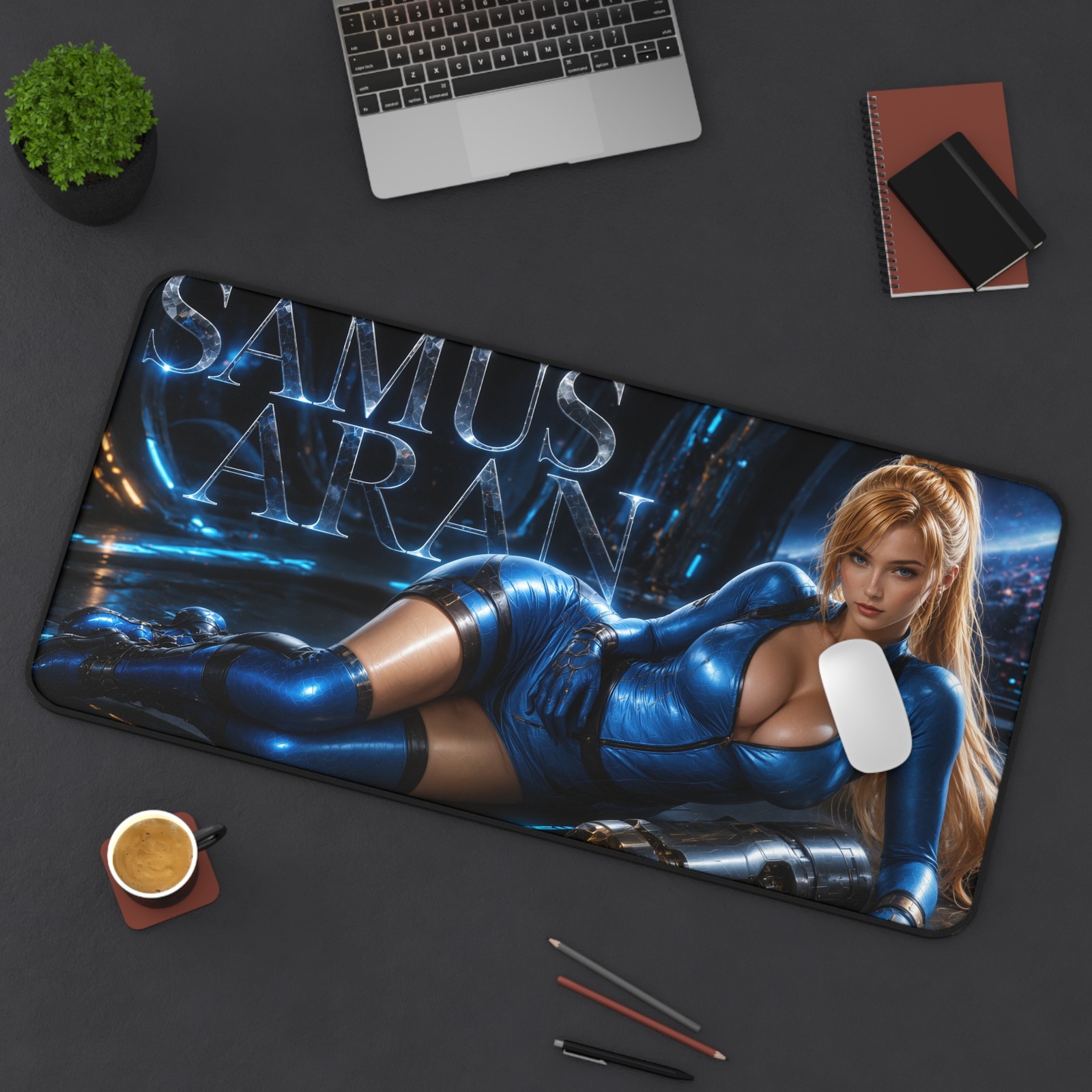 Samus Aran Gaming Mouse Pad, Extended XXL Desk Mat, Space Heroine Pad