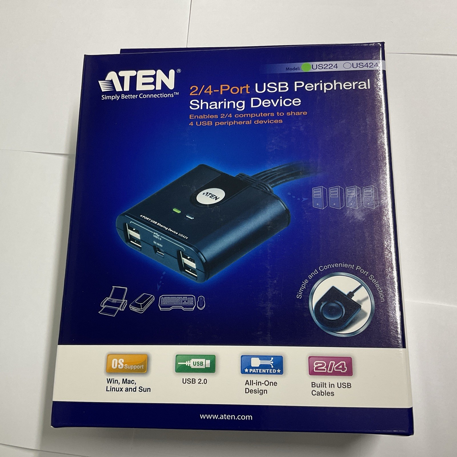 ATEN US224 2-Port USB Peripheral Sharing Device