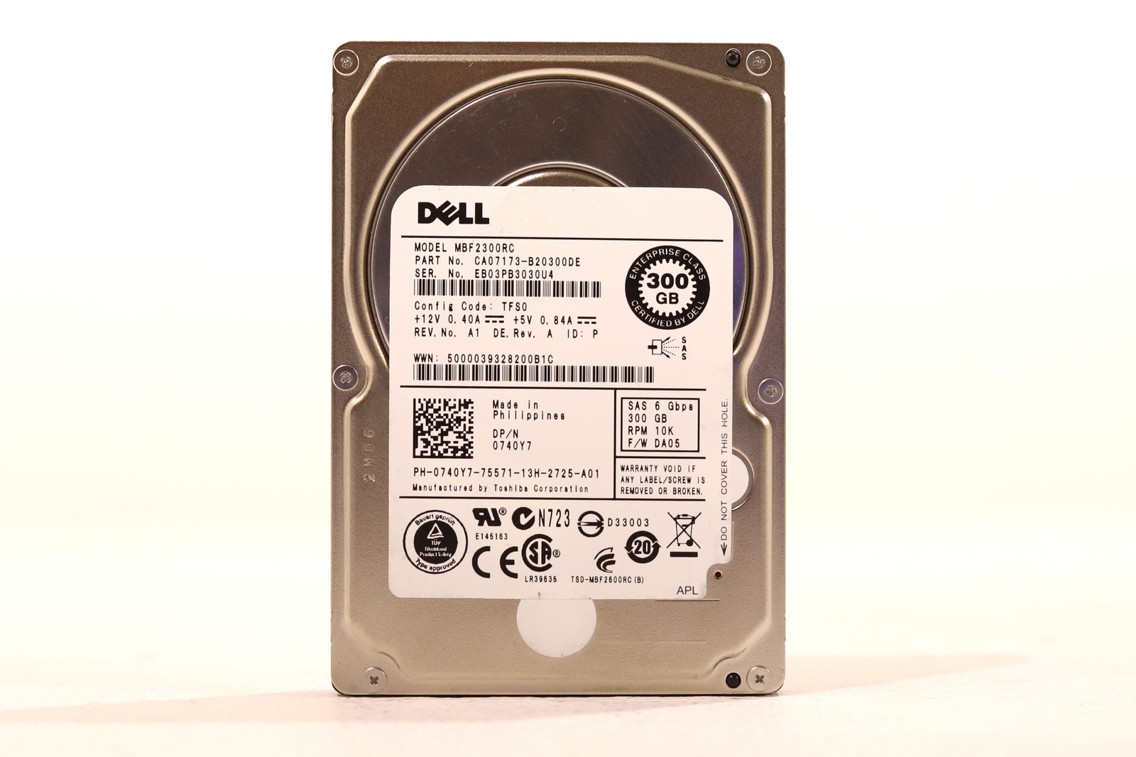 Dell MBF2300RC 300GB 2.5" 6Gb/s 10K RPM SAS Hard Drive Dell P/N: 0740Y7 Tested