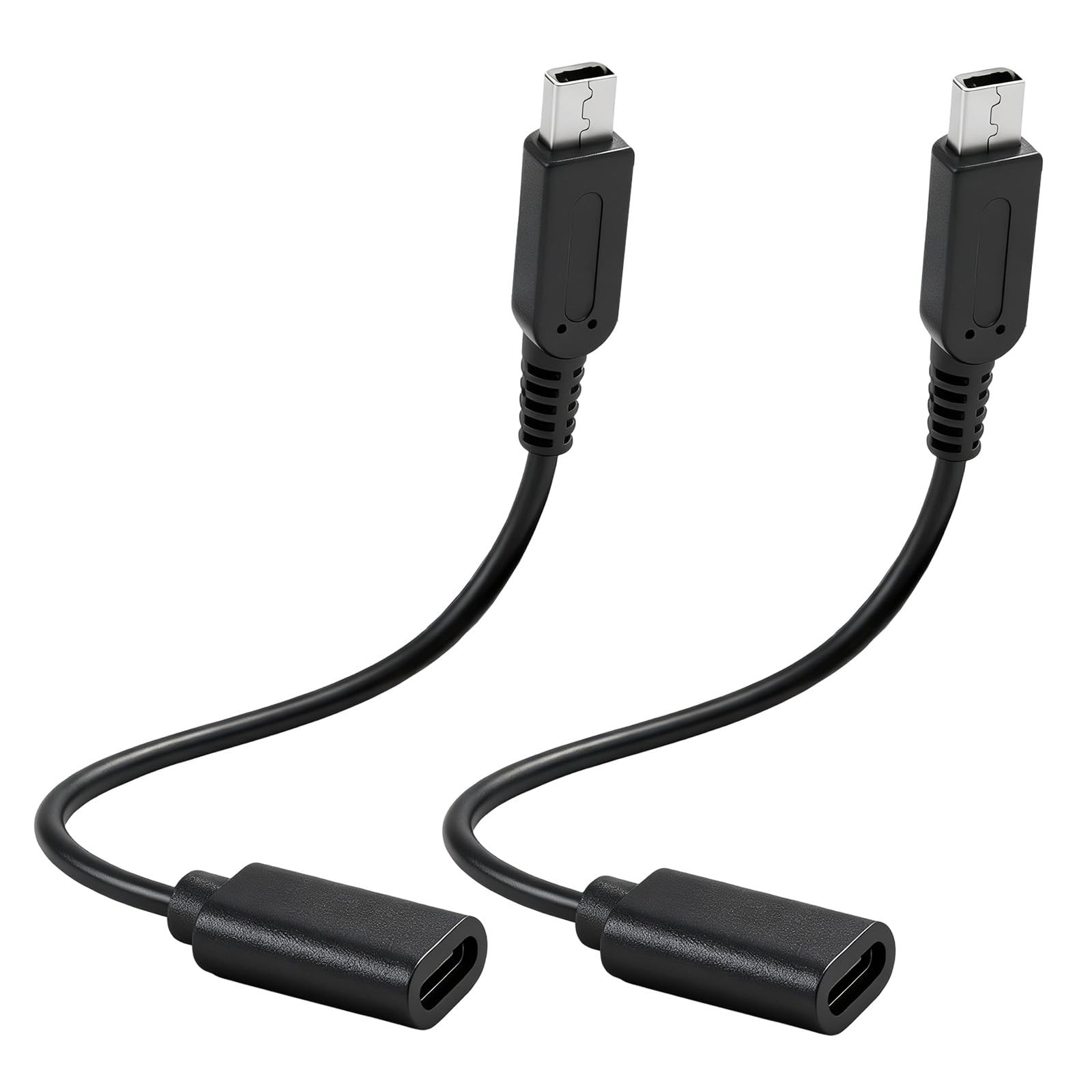 BTFO 2pcs USB Type-C to 3DS Charging Cable Adapter, 17.5 centimeters, black