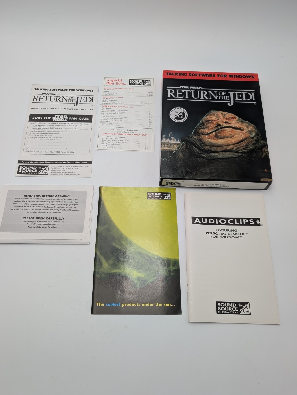 1994 Star Wars Talking Software for Windows Pc Big Box Complete 