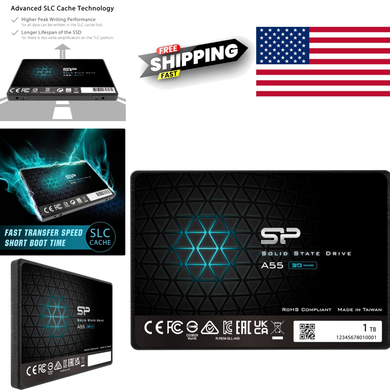 1TB 2.5 Inch SSD Internal Drive High Transfer Speed for Multimedia Storage