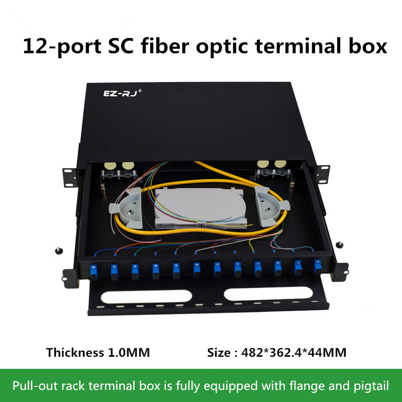 12-port SC thickened drawing rack type fiber optic terminal box flange + pigtail