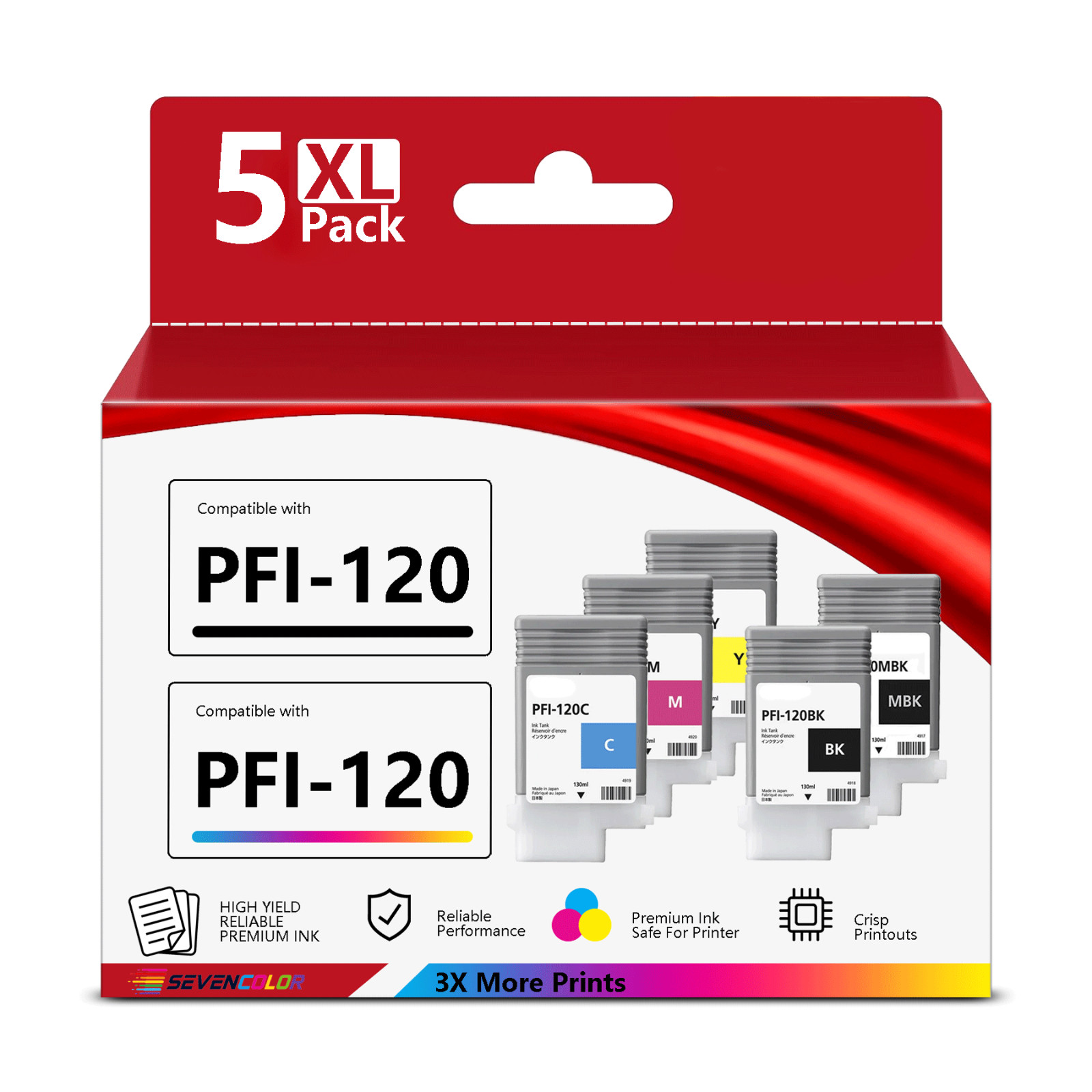 PFI-120 Ink Cartridge 5-Pack (Matte Black, Cyan, Magenta, Yellow, Black)