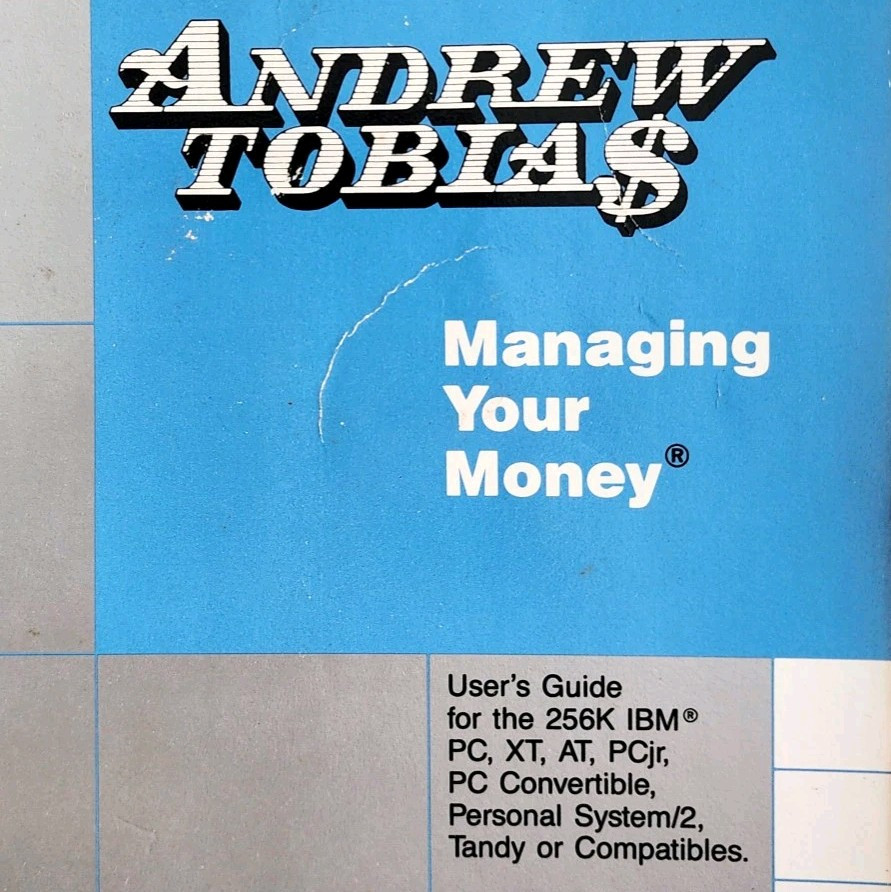 1987 Managing Your Money IBM PC Tandy CPU User's Finance Guide Vintage PB E51