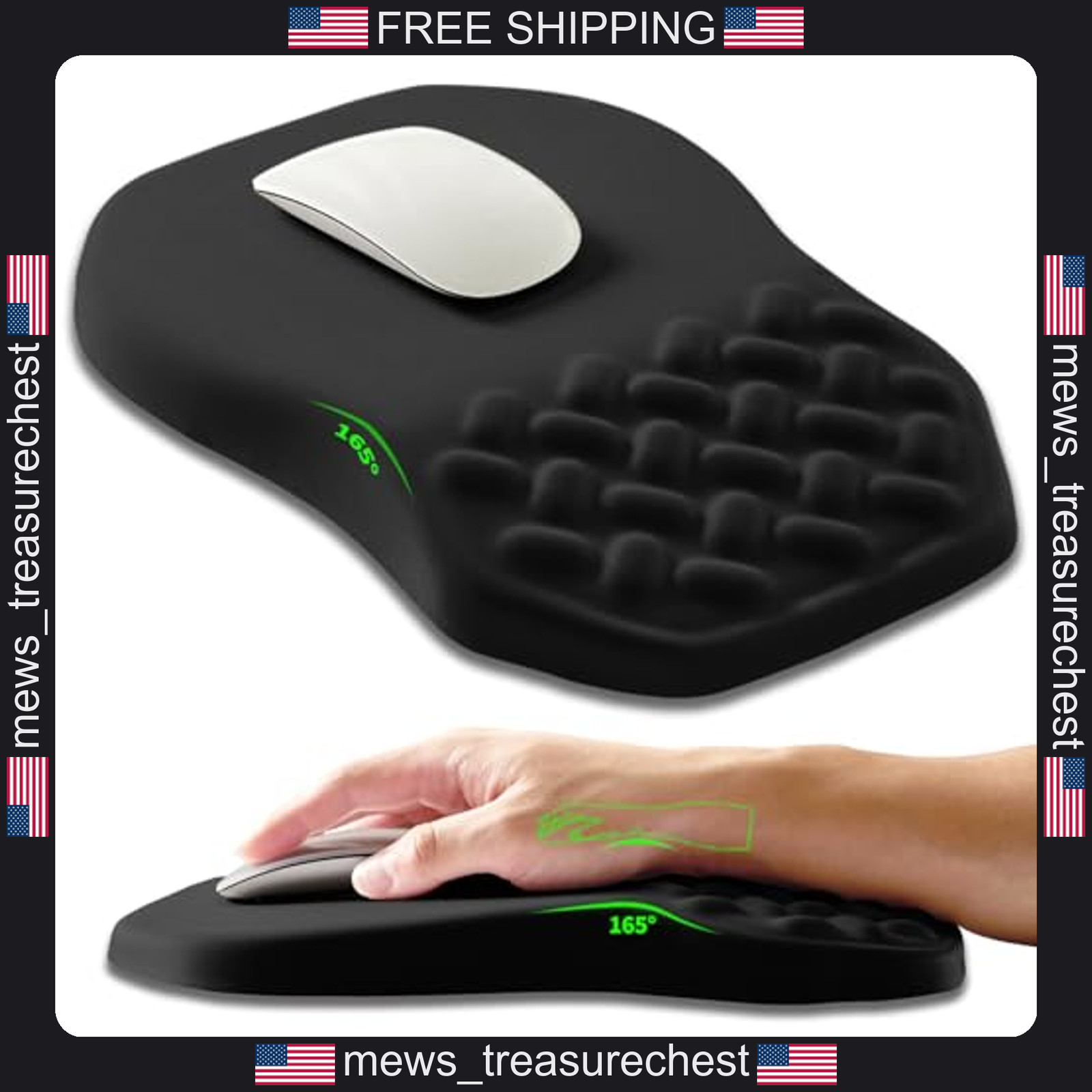 Ergonomic Slope Mouse Pad Wrist Support for Carpal Tunnel Pain Relief 12x8 inch