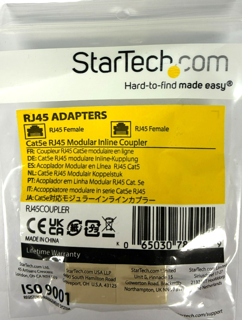 StarTech - RJ45COUPLER - Cat5e RJ45 Modular Inline Coupler