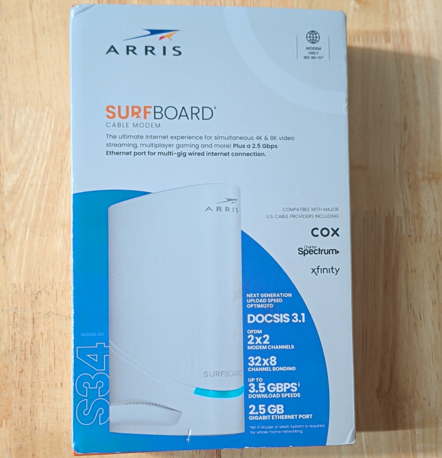 ARRIS SURFboard S34 DOCSIS 3.1 Cable Modem 32x8 3.5Gbps 2.5GbE 2-Port