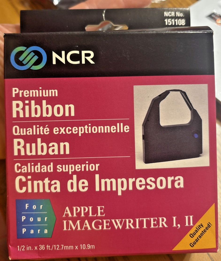 APPLE IMAGEWRITER I & II PREMIUM BLACK RIBBON NOS NCR NO.151108 SEE PHOTOS