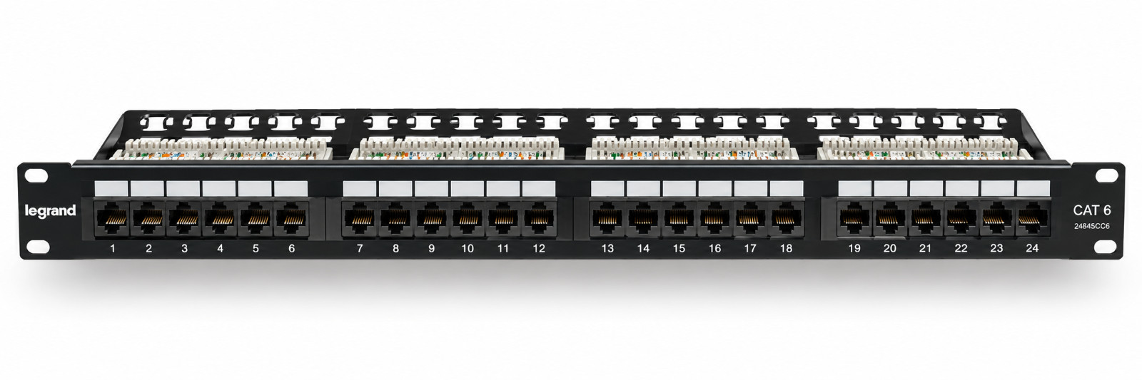 Legrand 24845CC6 24-Port Cat6 RJ45 1U Rack Mount Patch Panel On-Q