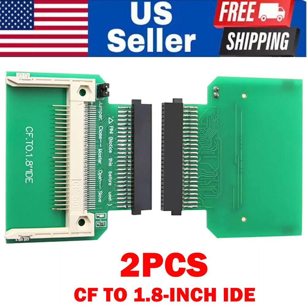 2x CF Compact Flash Memory Card To 50pin 1.8" IDE Hard Drive For SSD Adapter USA