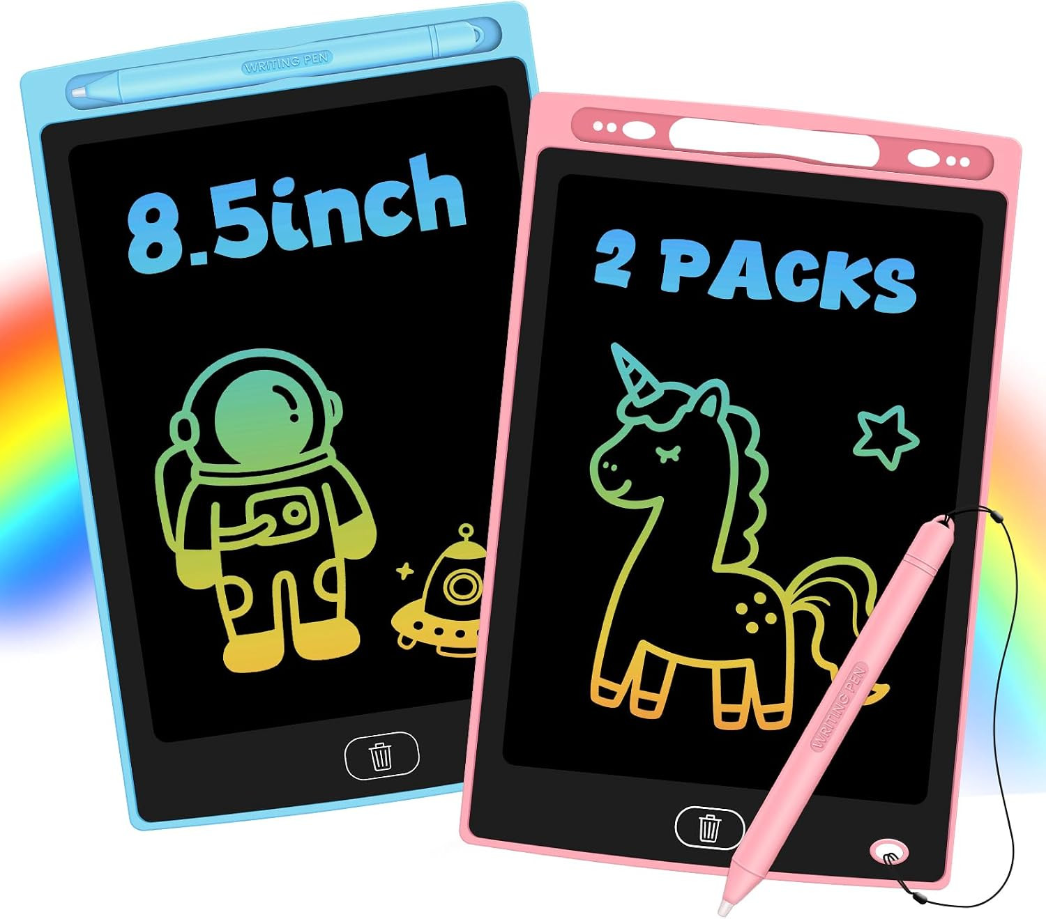 2 Pack LCD Writing Tablet for Kids, Erasable and Reusable Toddler Doodle Board