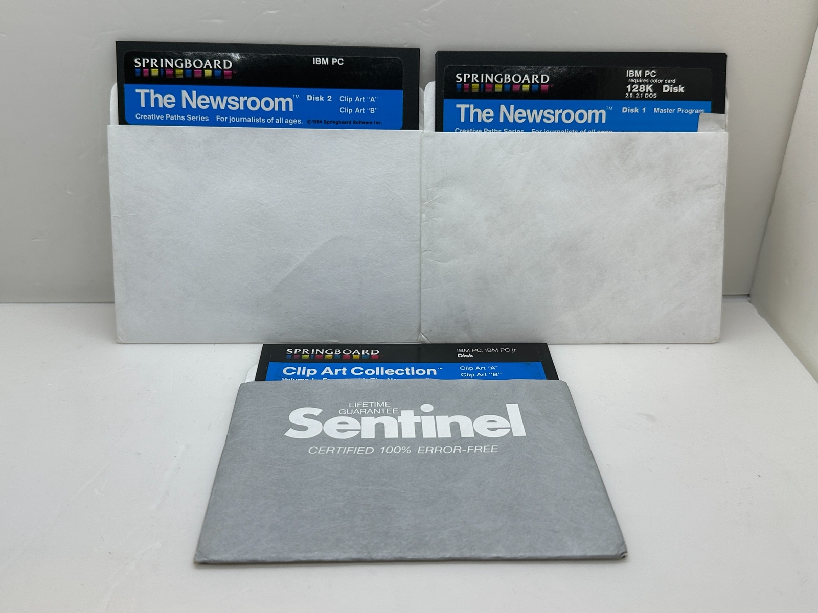Springboard 5.25 Floppy Disk (3) The Newsroom / Clip Art Collection IBM PC 1984
