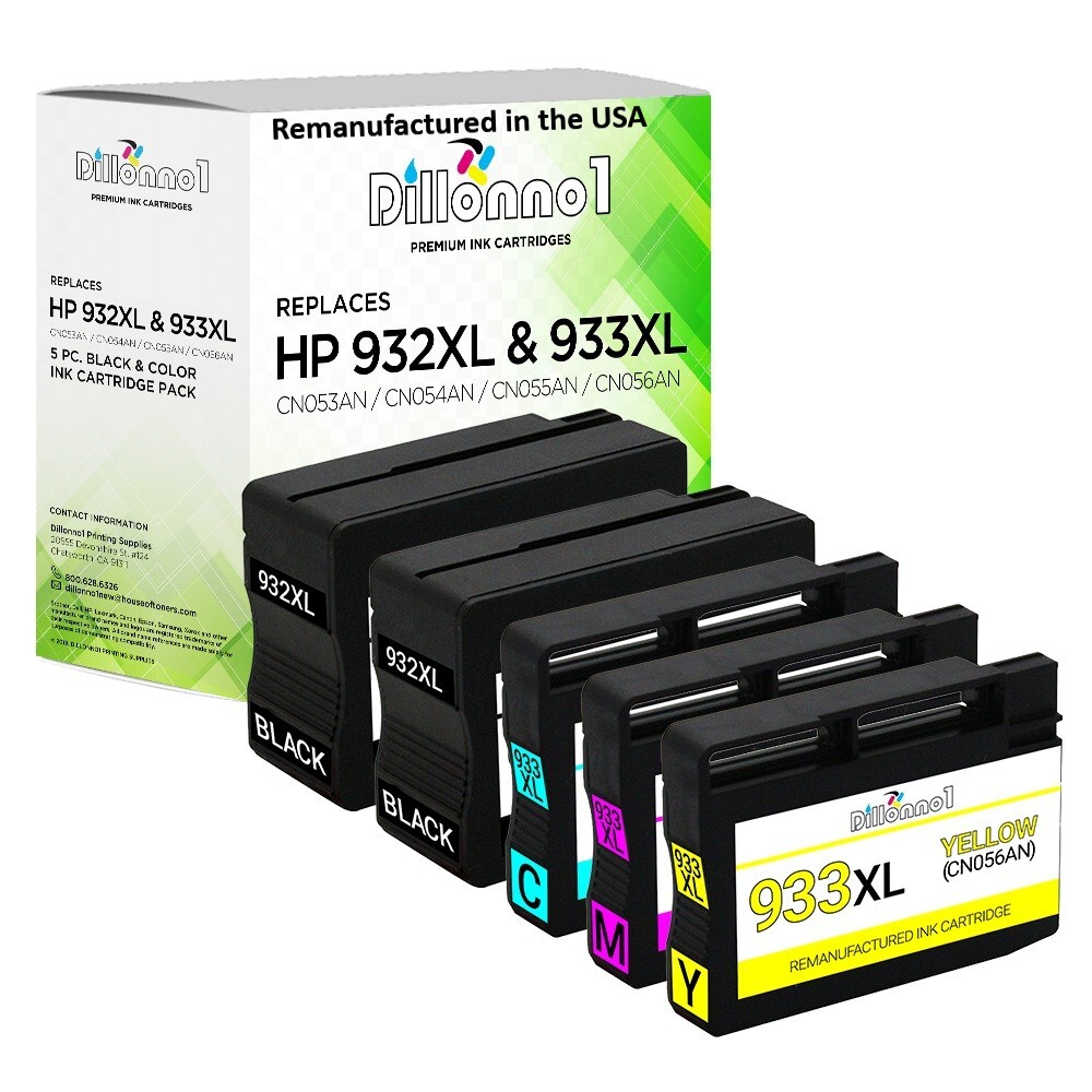 5PK Compatible With HP 932XL Black Ink Cartridge HP 933XL Color for HP Printers