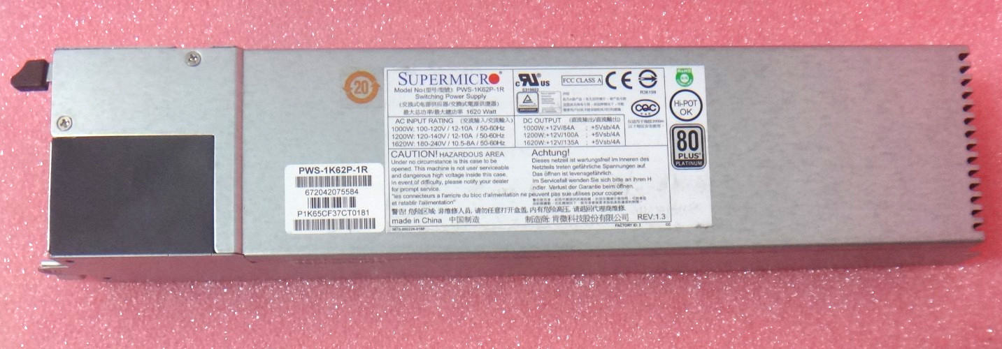 Genuine Supermicro 1620W 80 Plus Platinum Power Supply PWS-1K62P-1R