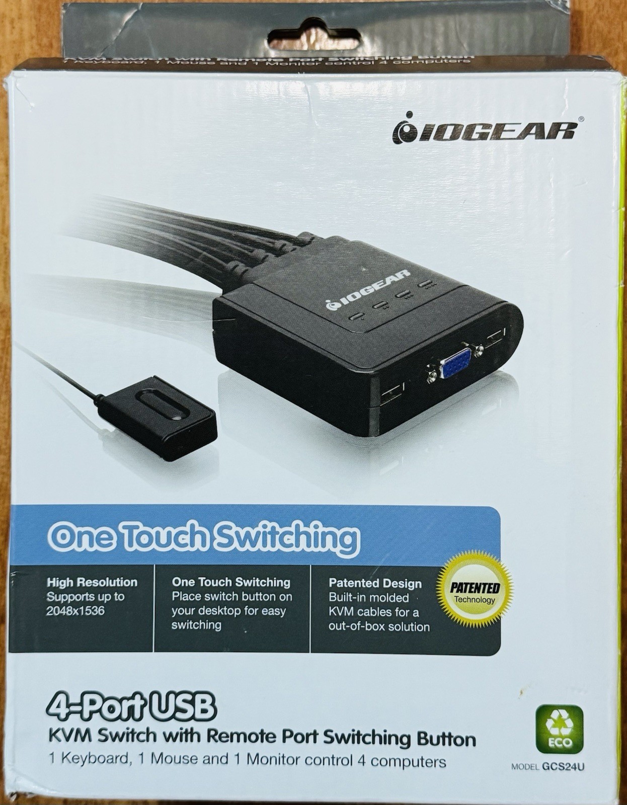 IOGEAR GCS24U 4-Port USB VGA KVM Switch Box with Remote Port Switching Button