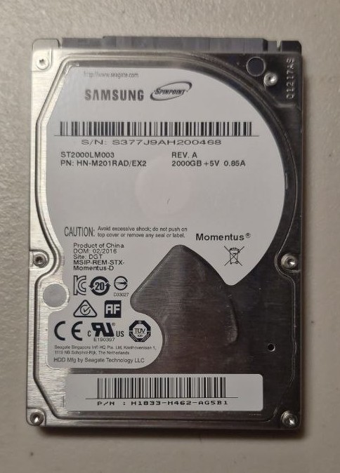 Samsung ST2000LM003 2TB 2.5" HDD SATA