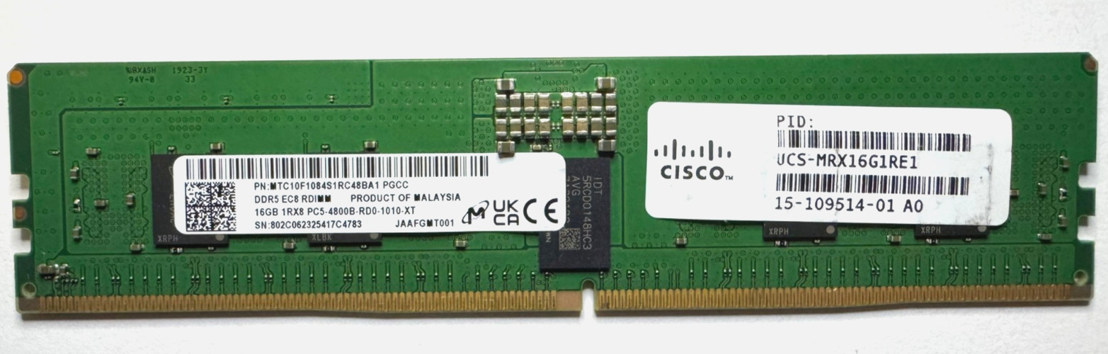Micron 16GB DDR5 ECC PC5-4800B Server RAM EC8 Memory MTC10F1084S1RC48BA1 Cisco