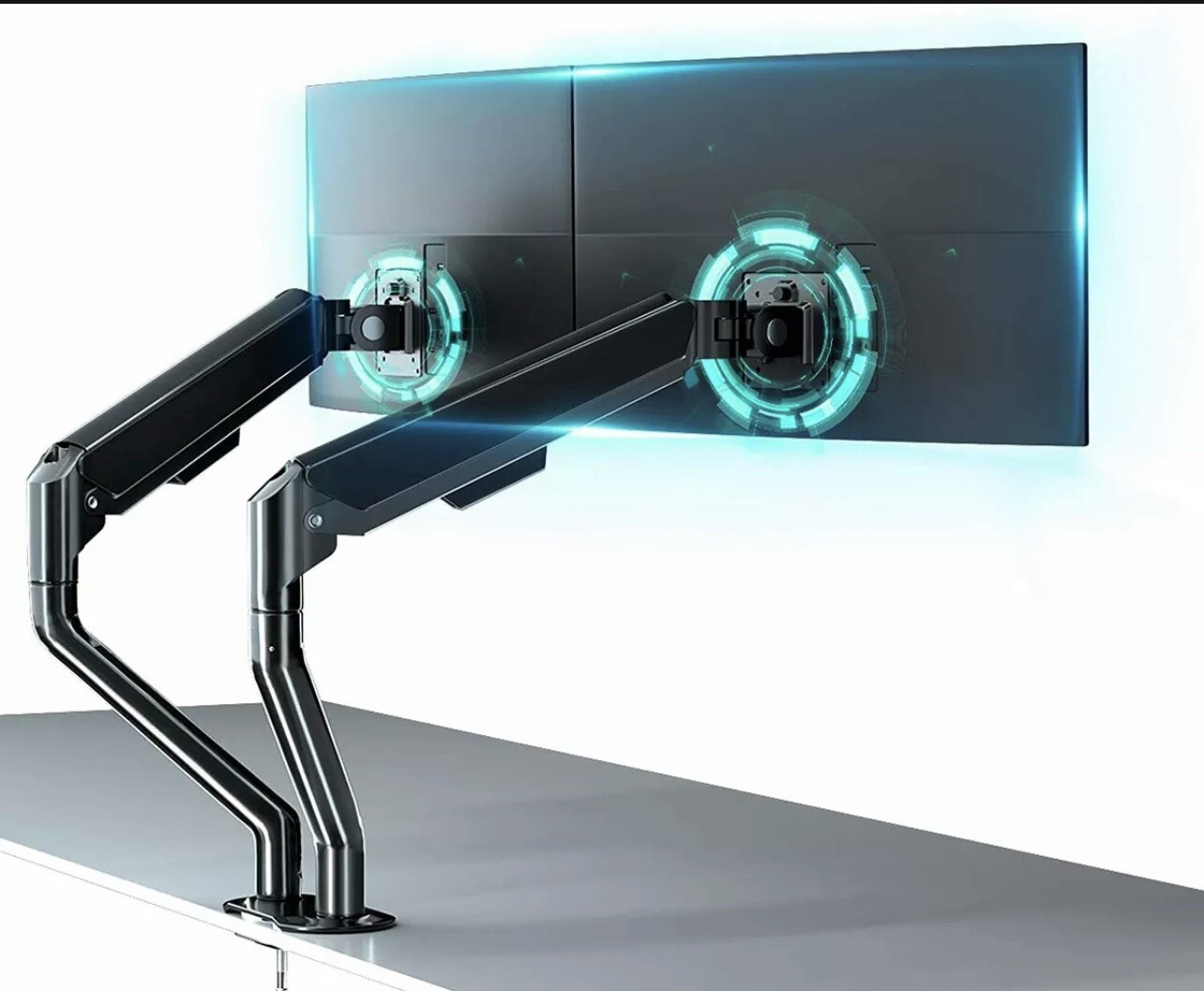 Dual Monitor Pneumatic Spring Sit-Stand Desk Mount for 2 Screens up to 32"