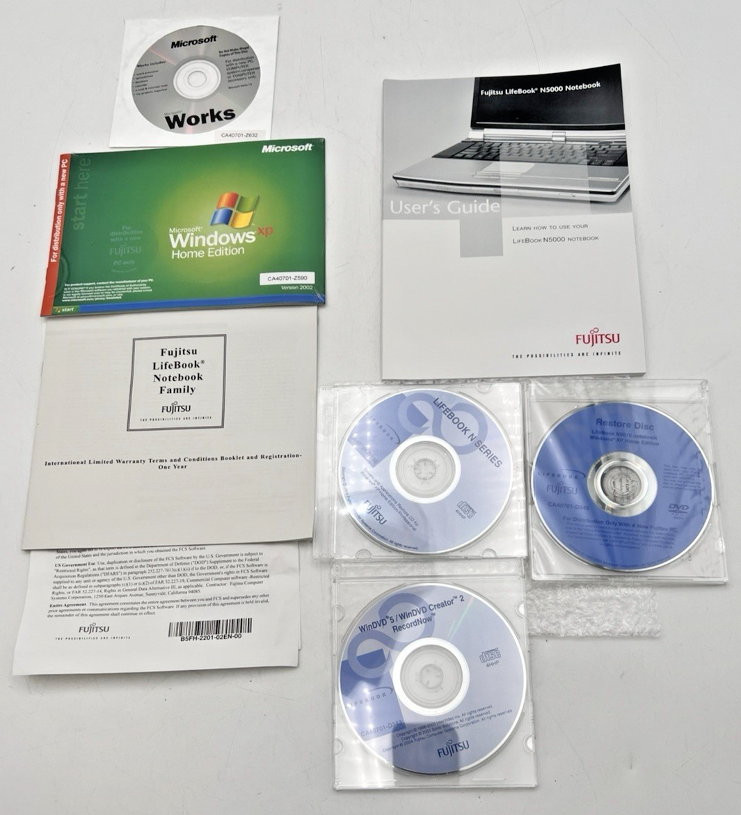 FUJITSU LIFEBOOK N5000 USERS GUIDE, MICROSOFT WINDOWS XP HOME, RESTORE DISC, ETC