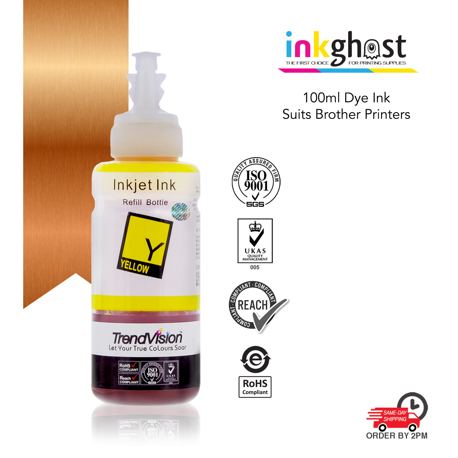 Yellow 100ml Trend Ink Compatible with Brother LC133 LC233 Cartridge LC233Y CISS
