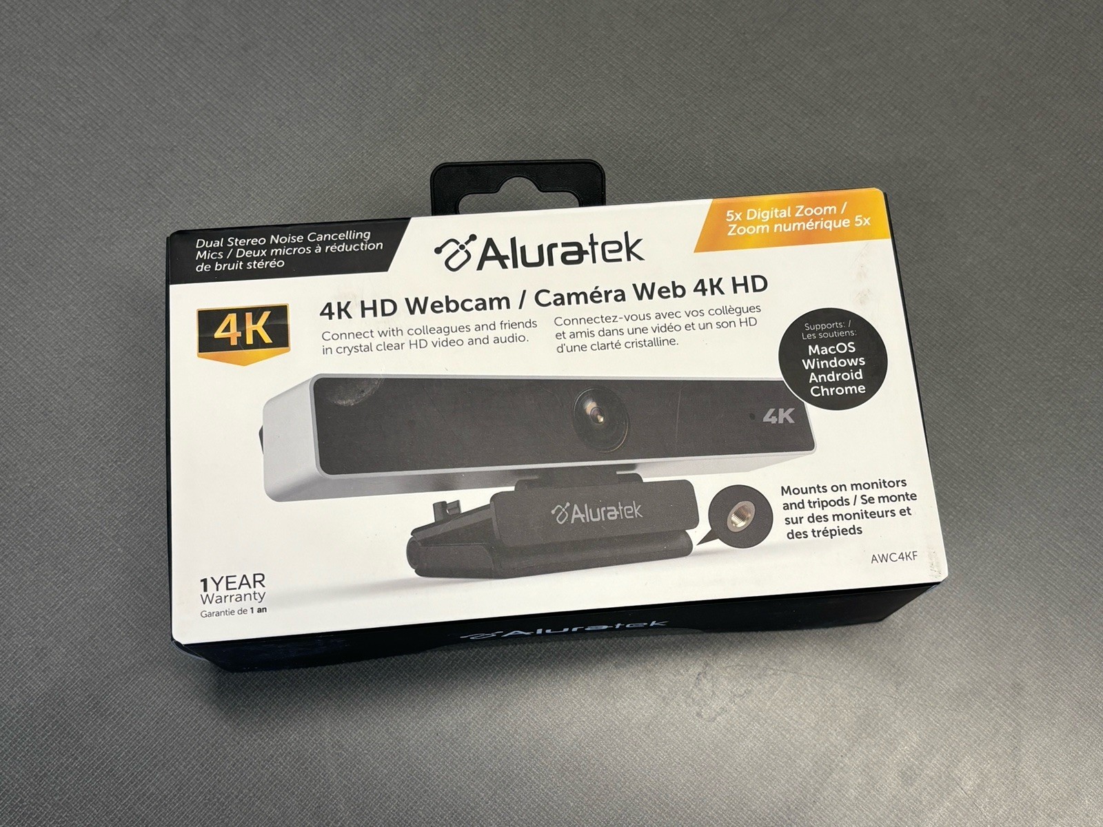Aluratek Live 4K Webcam - Black/Silver (AWC4KF)