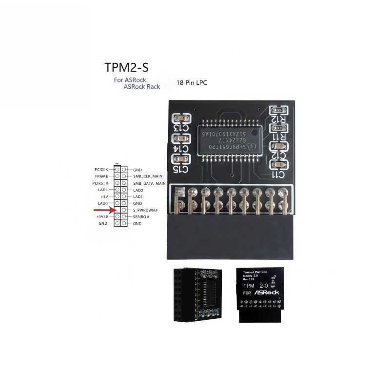 1PC NEW ASRock Rack TPM Module (18 Pin 18-1) SPI TPM 2.0 Trusted Platform