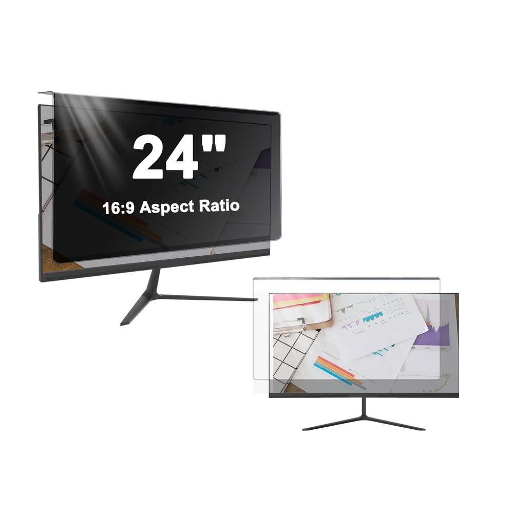 24 inch Hanging Monitor Computer Privacy Screen Filter, Anti Glare Blue Light...
