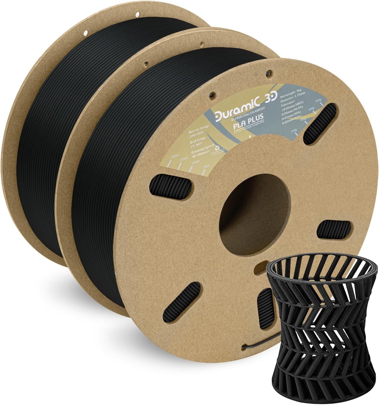 Duramic 3D Pla Plus Filament 1.75Mm 2Kg Black Tough Impact Strength Filament