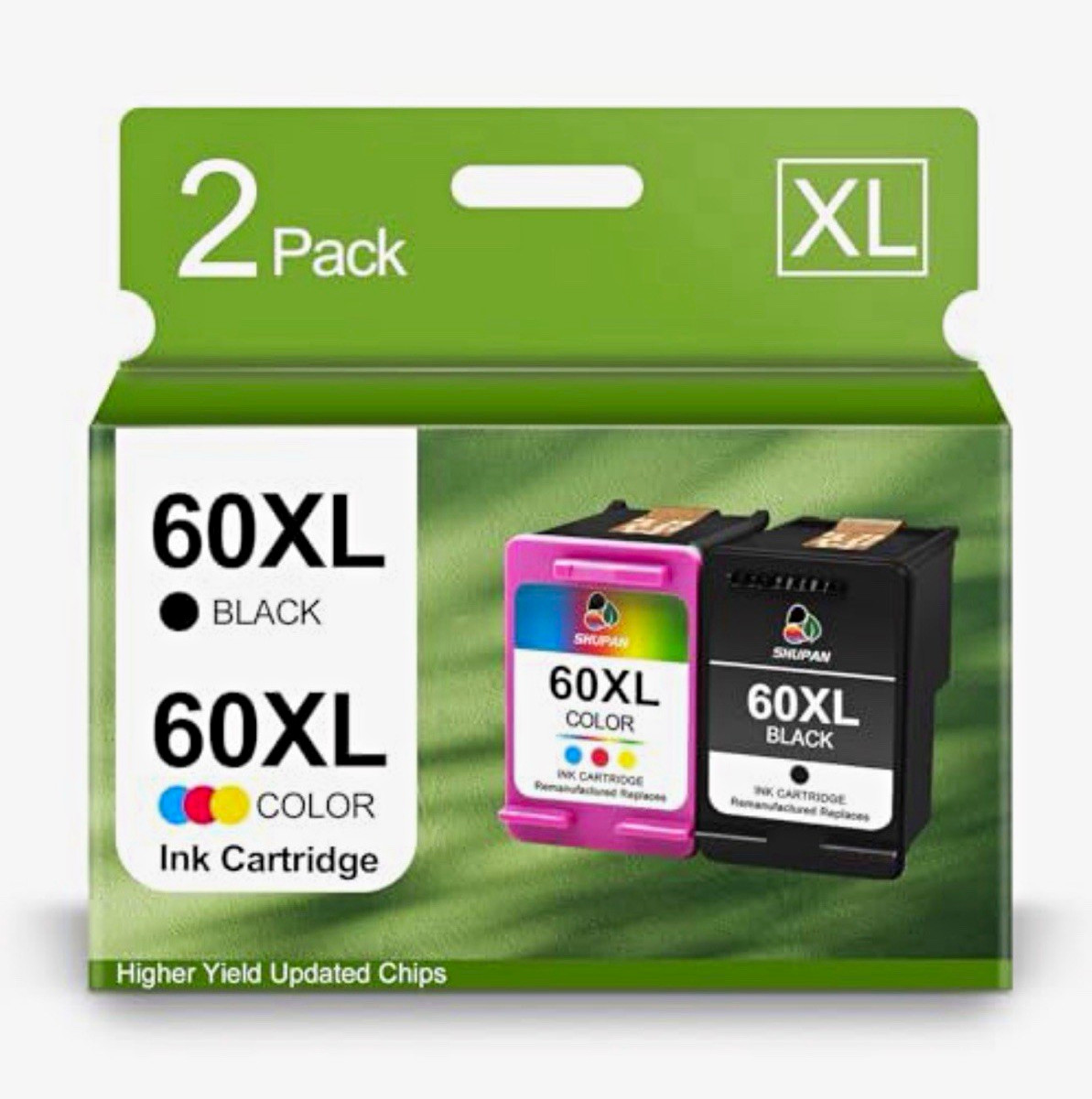 60XL Ink Cartridges Black and Color Combo Pack Replacement for HP 60 60xl