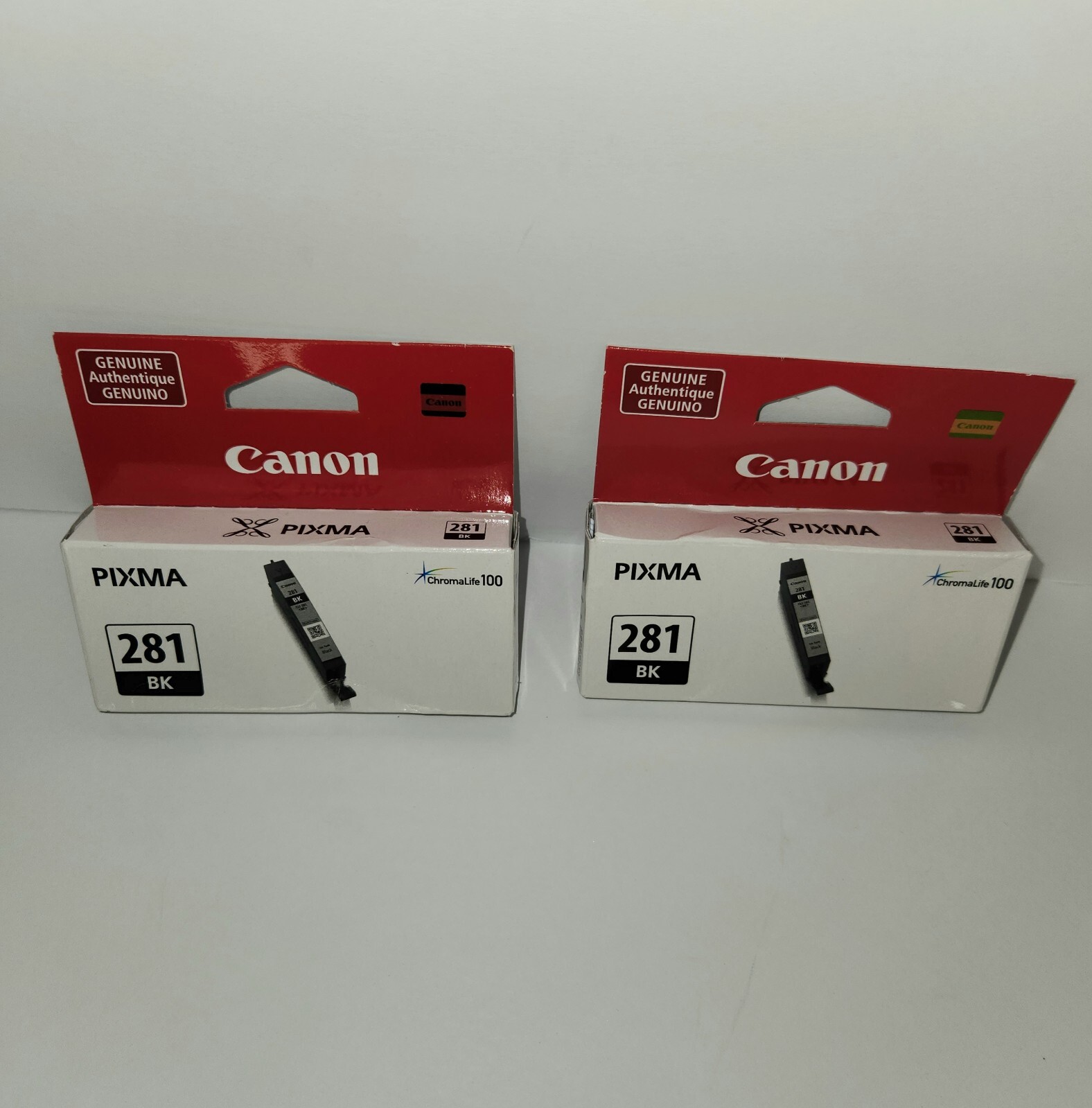 LOT OF 2 Canon CLI-281 BK Black Ink Cartridge Pixma Genuine OEM, 2-Pack, 2x