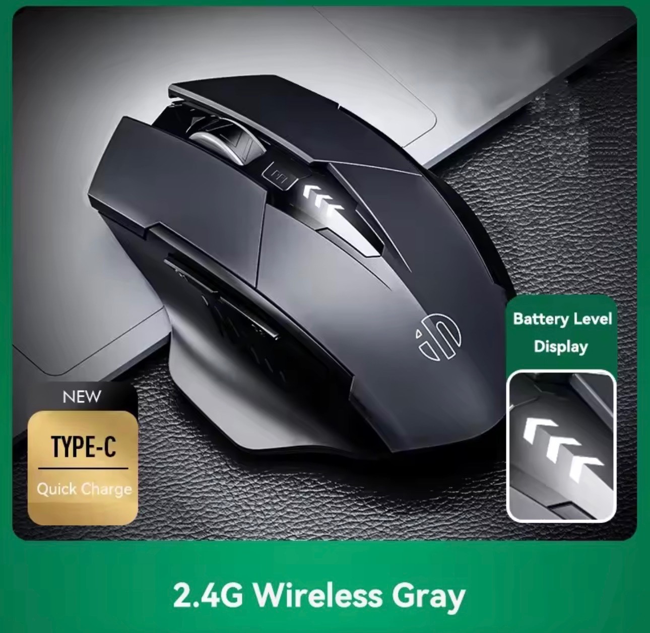 INPHIC F1 Wireless Mouse Rechargeable 2.4G/Bluetooth 2400DPI Silent Ergonomic