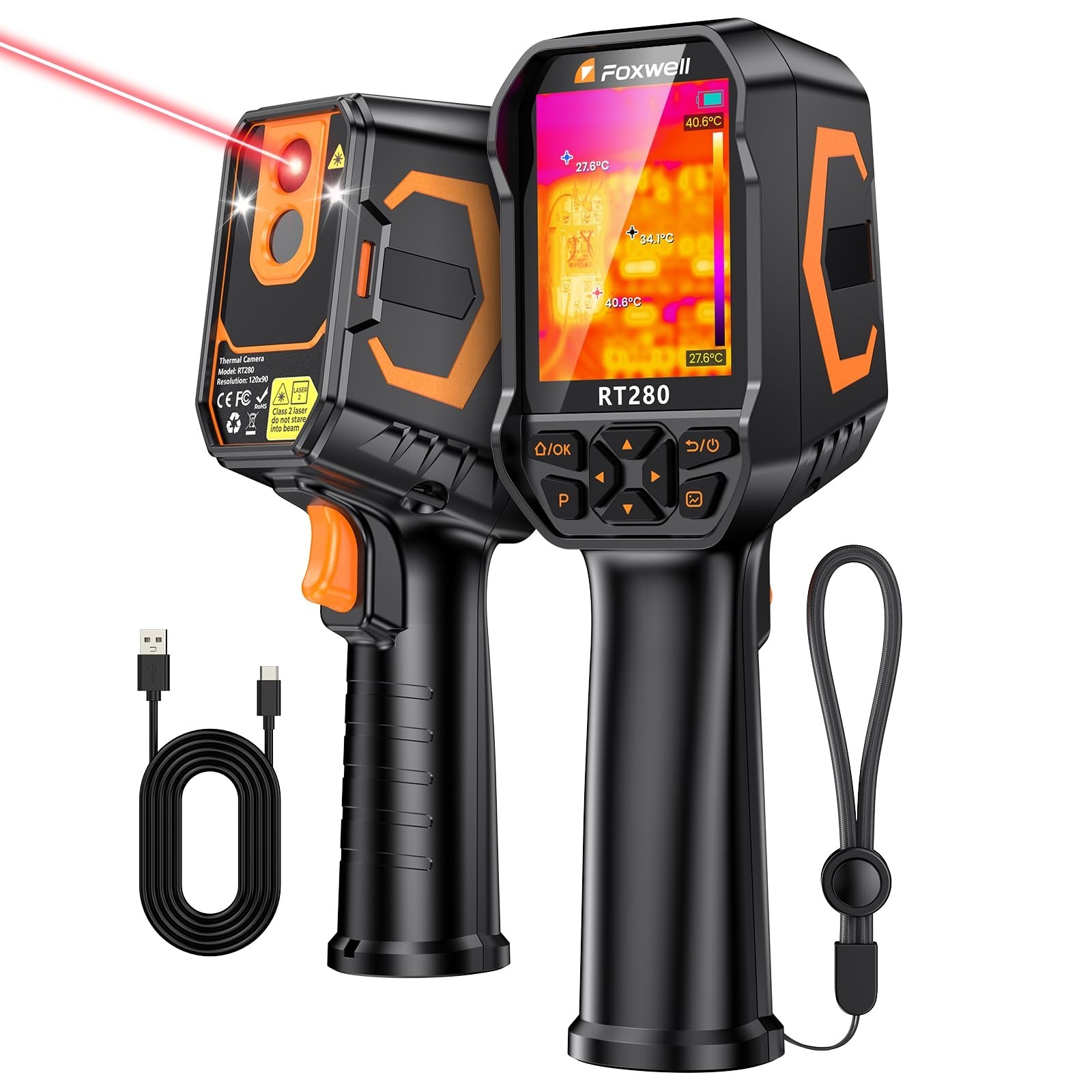 FOXWELL RT280 Thermal Imaging Camera, 320 X 240 2.8" LCD Screen Thermal Camer...