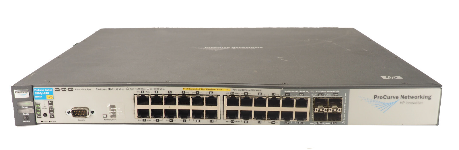 HP ProCurve 3500yl 24G J8692A 24 RJ45 4 SFP Port Networking Switch 