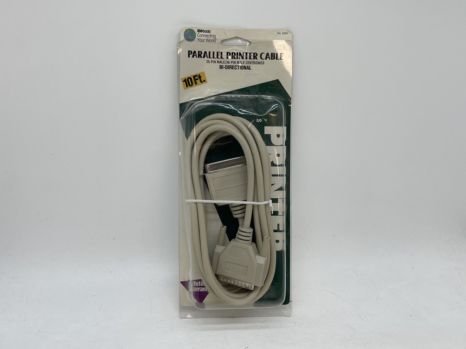 NEW -Woods 10ft Parallel Printer Cable (25-Pin to 36-Pin Centronics) - Free S/H