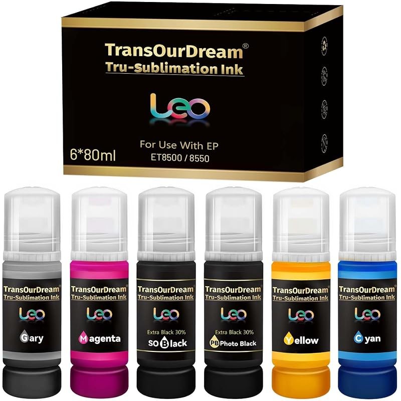 TransOurDream 6 Color Sublimation Ink 480ML, 6x80ML,(BK PB C M Y GY)