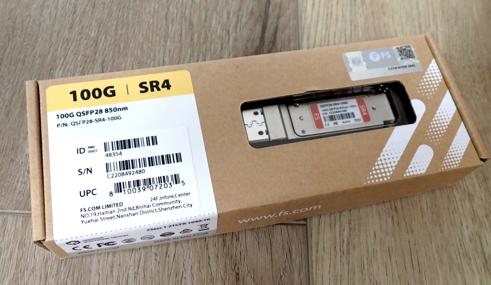 FS 100G SR4 TRANSCEIVER MODULES QSFP28 OPTICAL NETWORK DATA TRANSMISSION 100