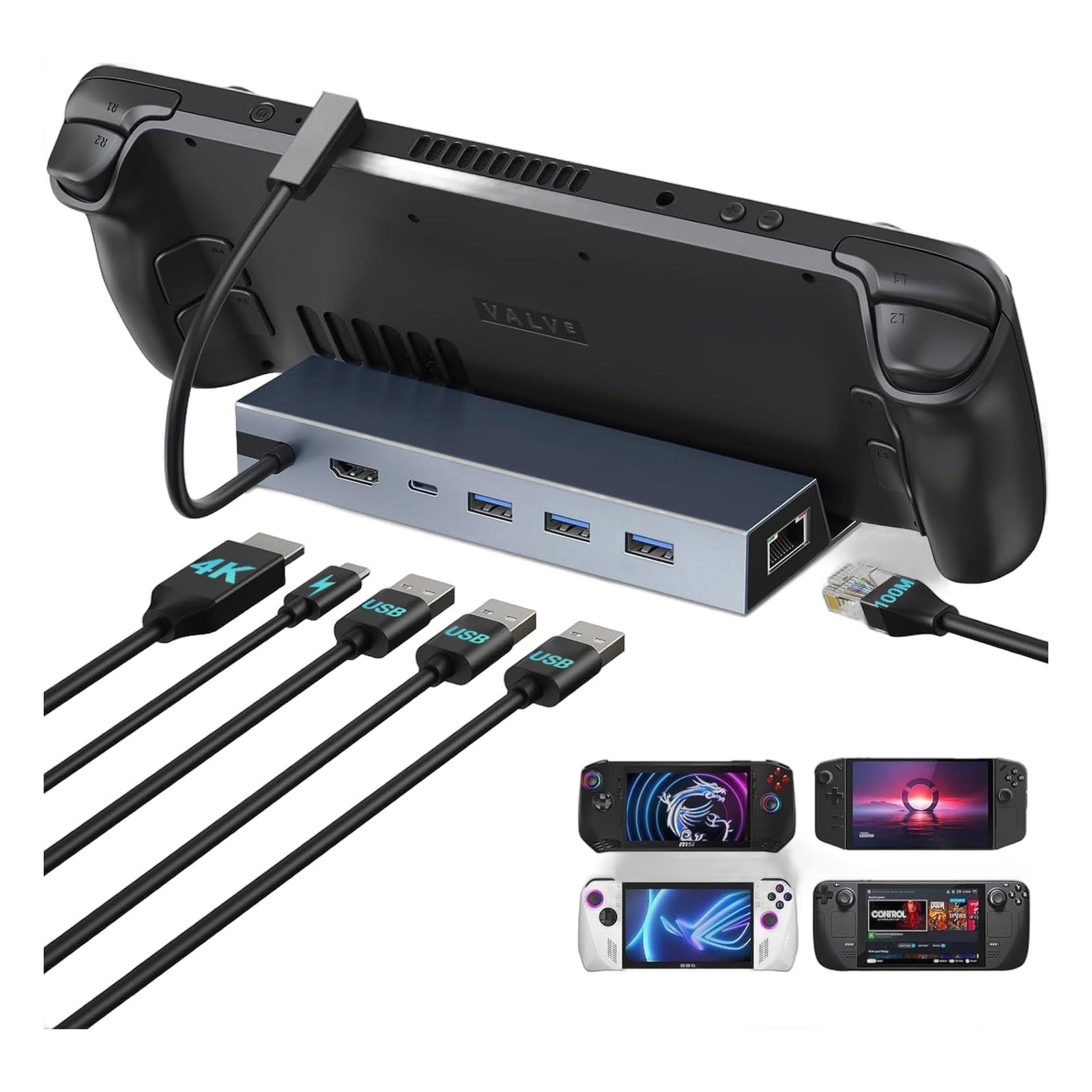 Steam Deck Dock, Docking Station for Steam Deck/ROG Ally/Legion Go/MSI