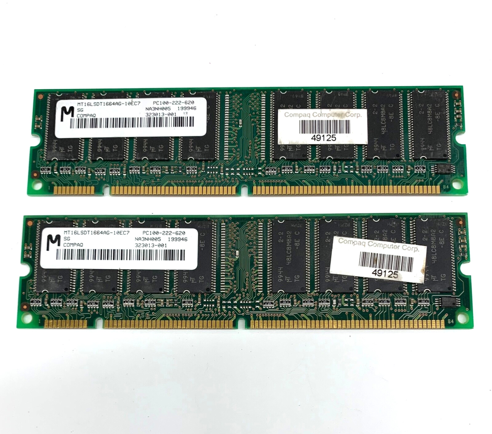 Lot of 2 Compaq PC100 MEMORY SDRAM PC100-222-620 P/N: 323013-001 49125 Vintage