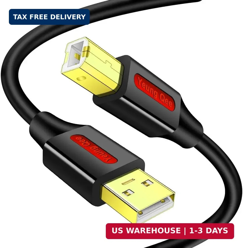 Printer Cable 12 FT,USB High Speed USB 2.0 A 12ft/4M, Black