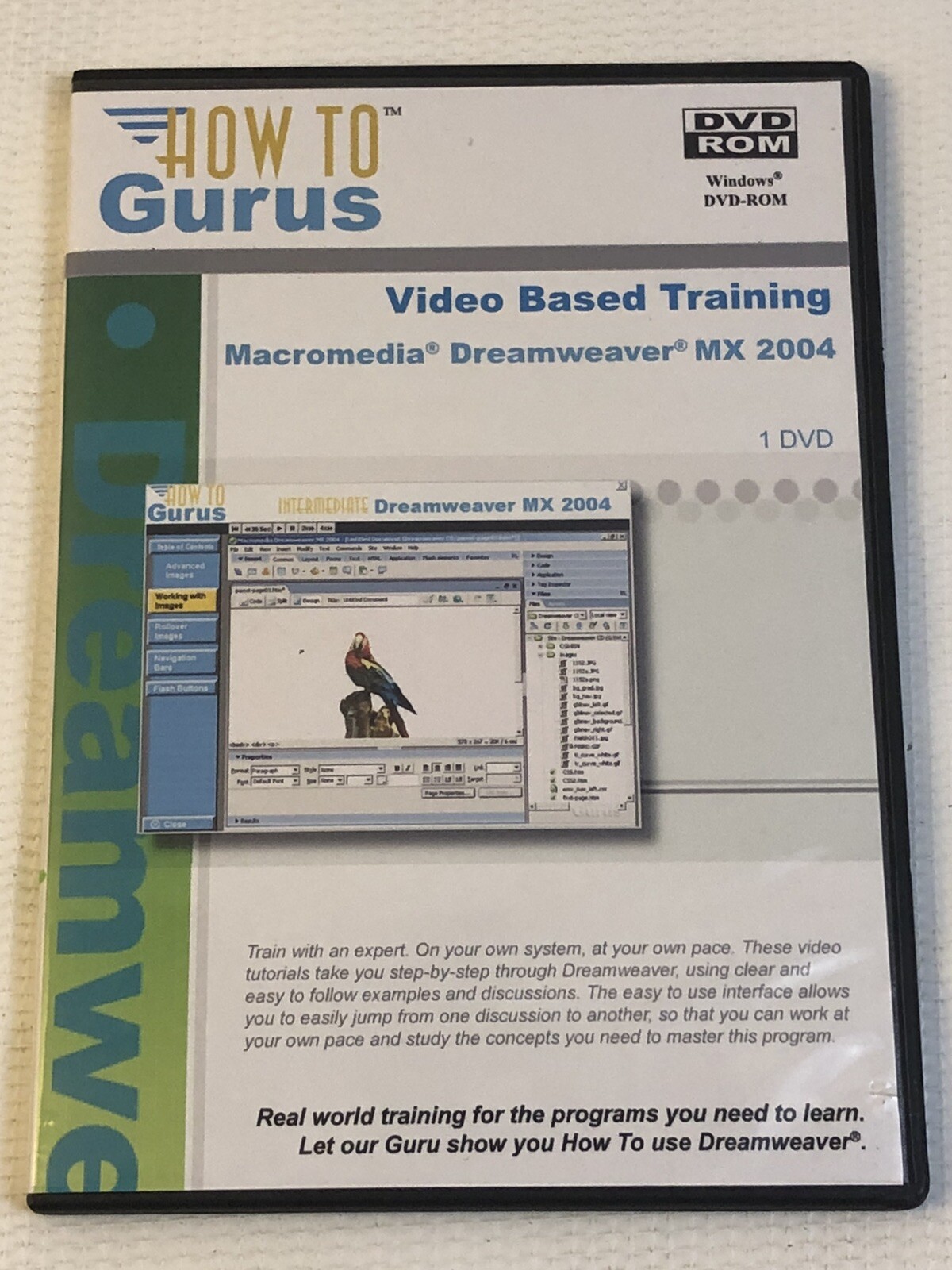 How to Gurus Video Based Training DVD Rom Macromedia Dreamweaver MX 2004 XP PC