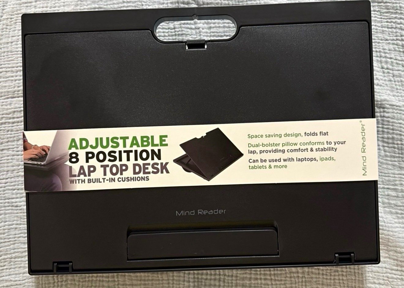 Mind Reader LTADJUST Adjustable Foldable Padded Lap Desk for 14 in Laptop Black