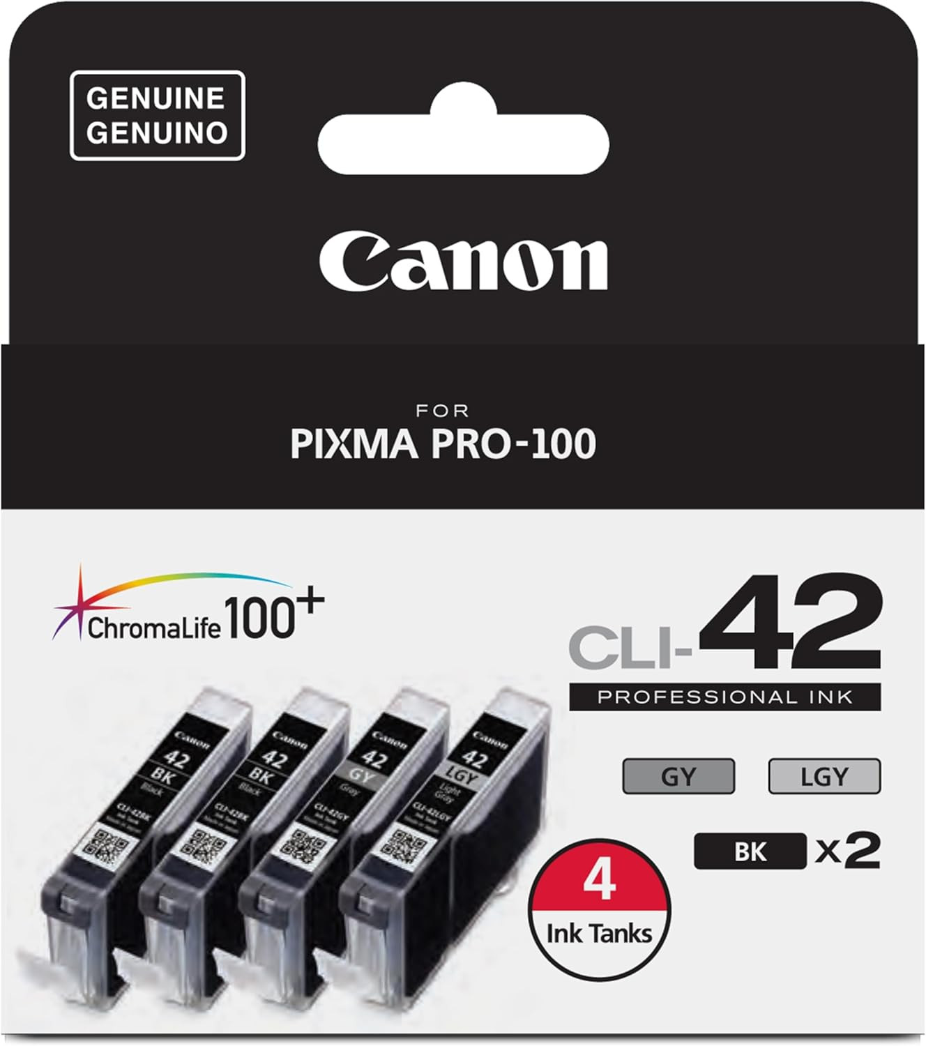 Canon CLI-42 Genuine Four Color Pack, Compatible with PIXMA PRO-100 Printers