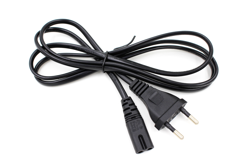 Figure 8 2 Slot Polarized Power Cord Cable EU Plug 2-Prong 7A 125V IEC-320 AC