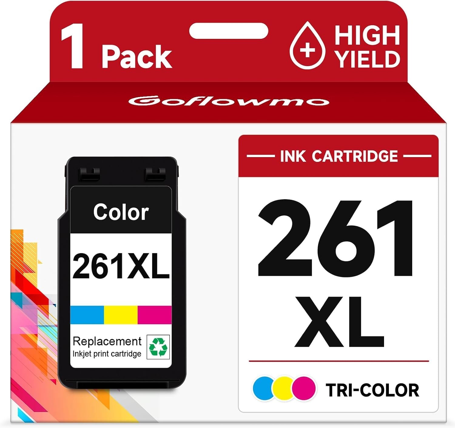 261XL 1 Pack Ink Cartridge Replacement for PIXMA TS6400 TR7022 TS5320 TS6420