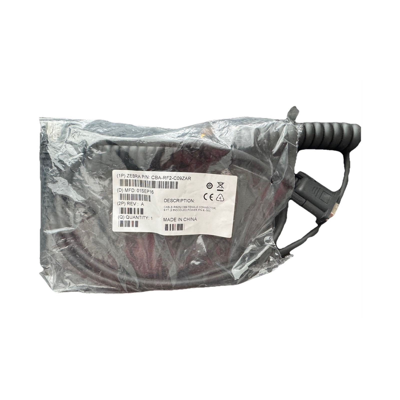 OEM Zebra CBA-RF2-C09ZAR RS232 DB9 Female Coiled Scanner Cable New