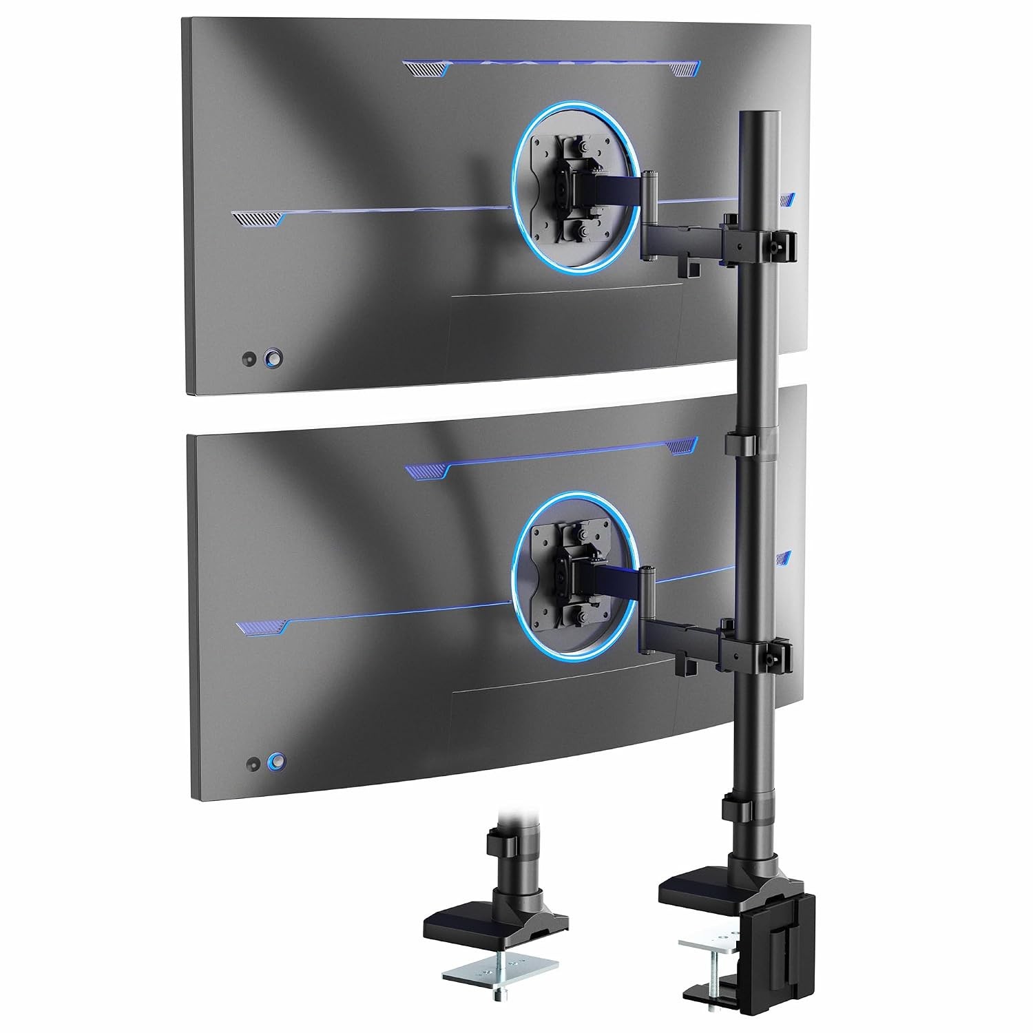 VIVO Dual Vertically Stacked Ultra-Wide Monitor Desk Mount with Extension Arms,
