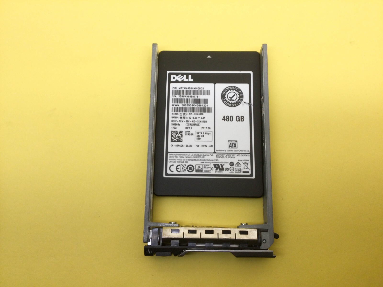 2RGGR Dell Samsung SM863a 480GB SATA 6Gbps Mix Use 2.5'' SSD 02RGGR MZ-7KM480B